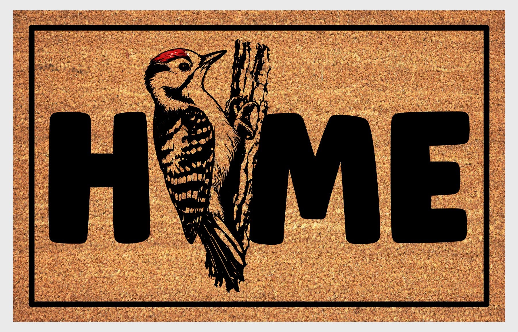 lesser spotted woodpecker doormat #1 closeup