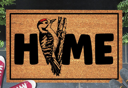lesser spotted woodpecker doormat #1 at doorway