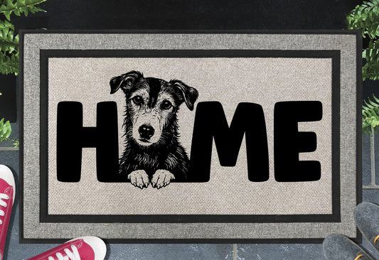 Lurcher all weather doormat #2 on front porch entryway