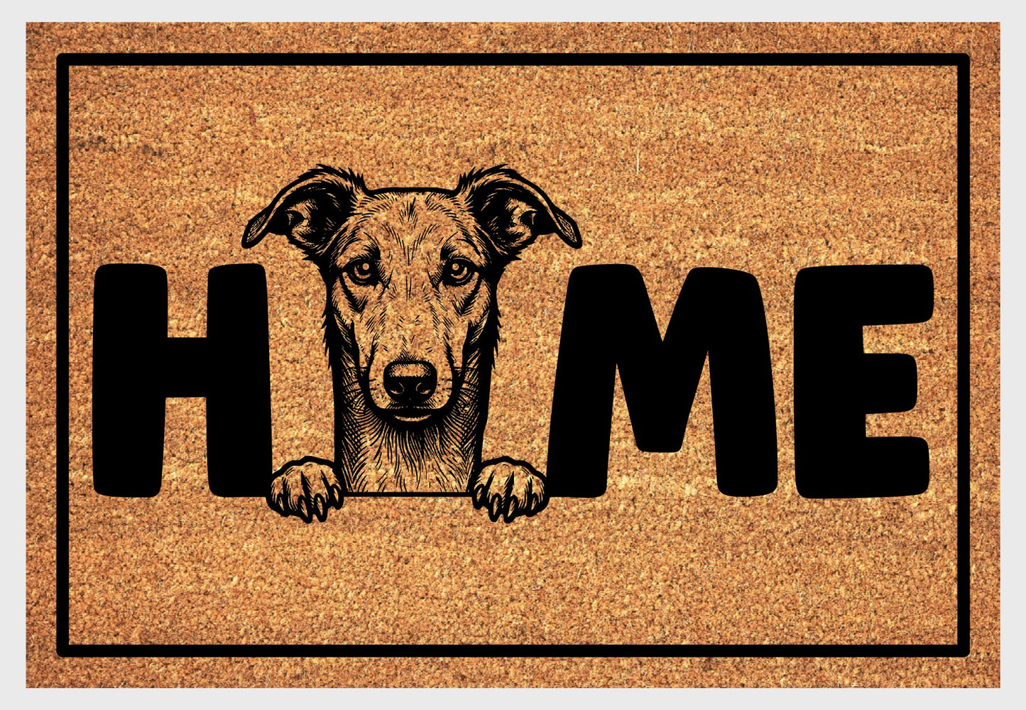 Lurcher natural coir doormat close-up