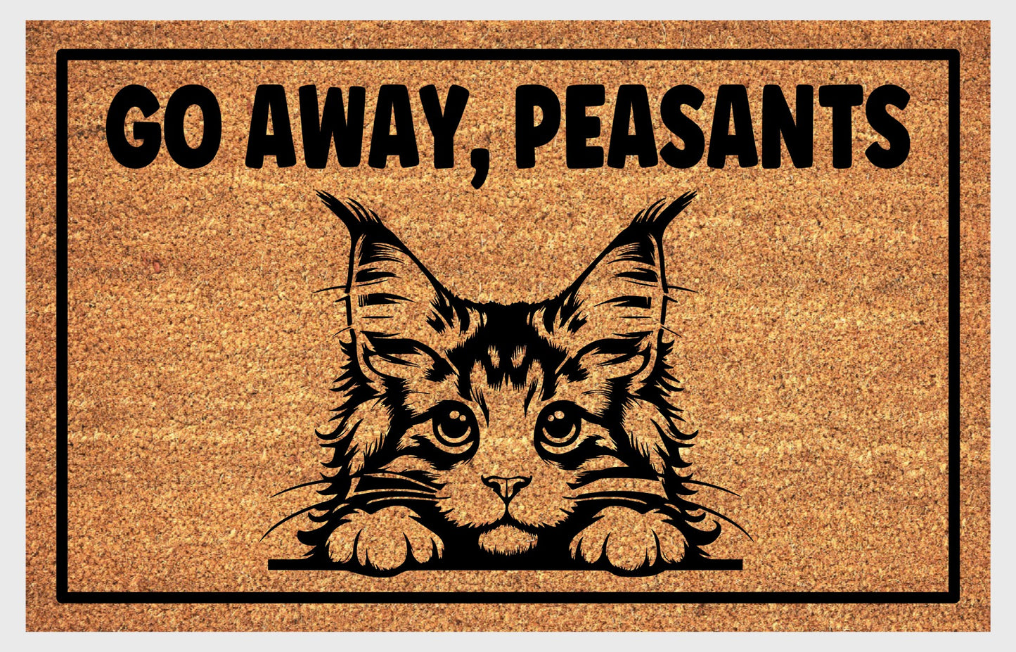 Maine Coon Cat Go Away Peasants natural coir doormat