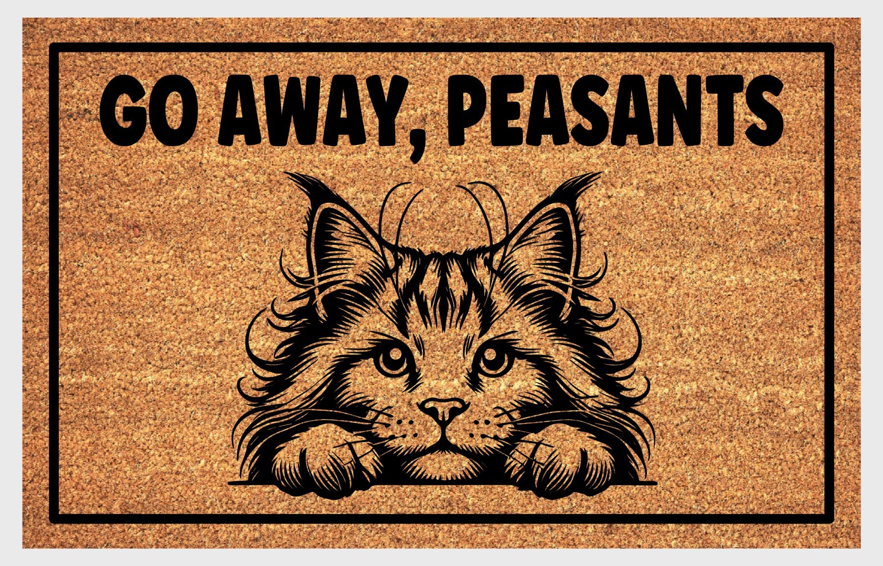 Maine Coon Cat Go Away Peasants natural coir doormat