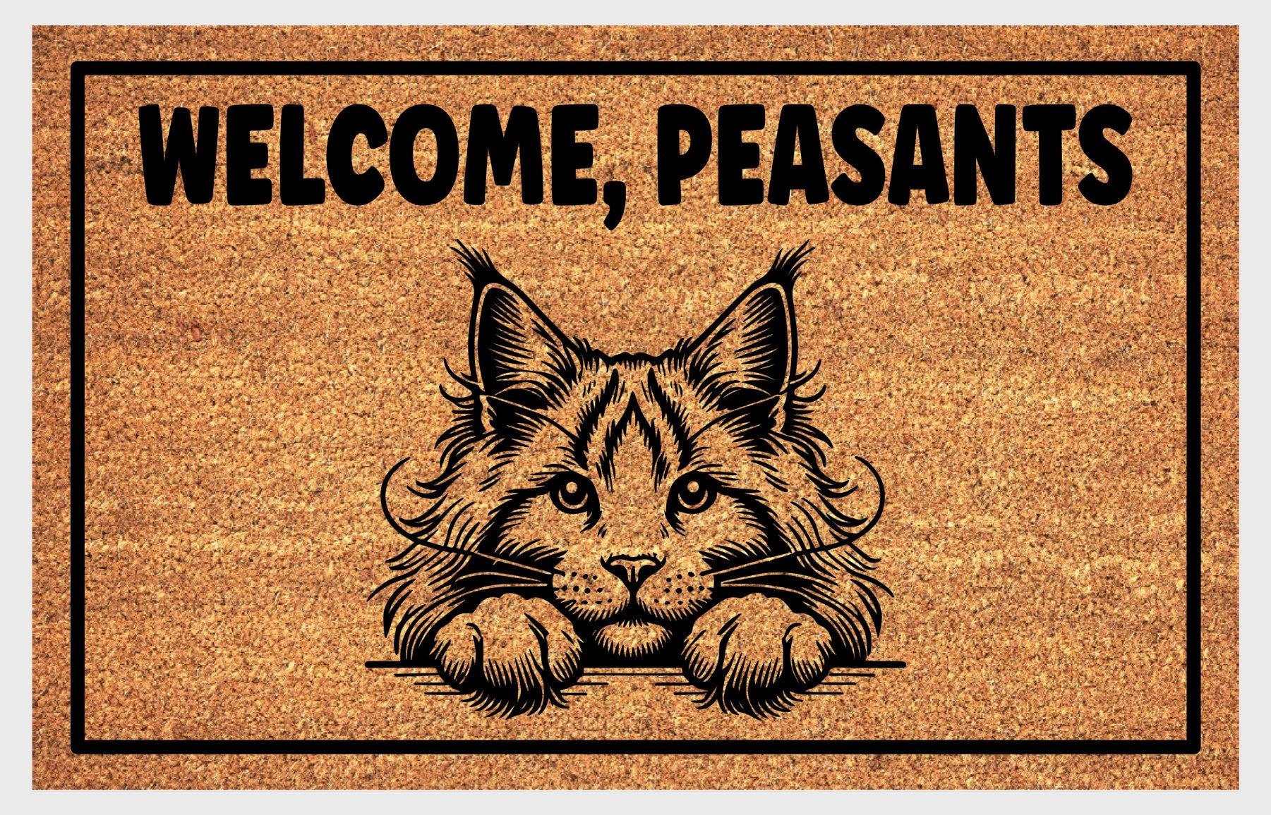 Maine Coon Cat doormat shown at front door entryway