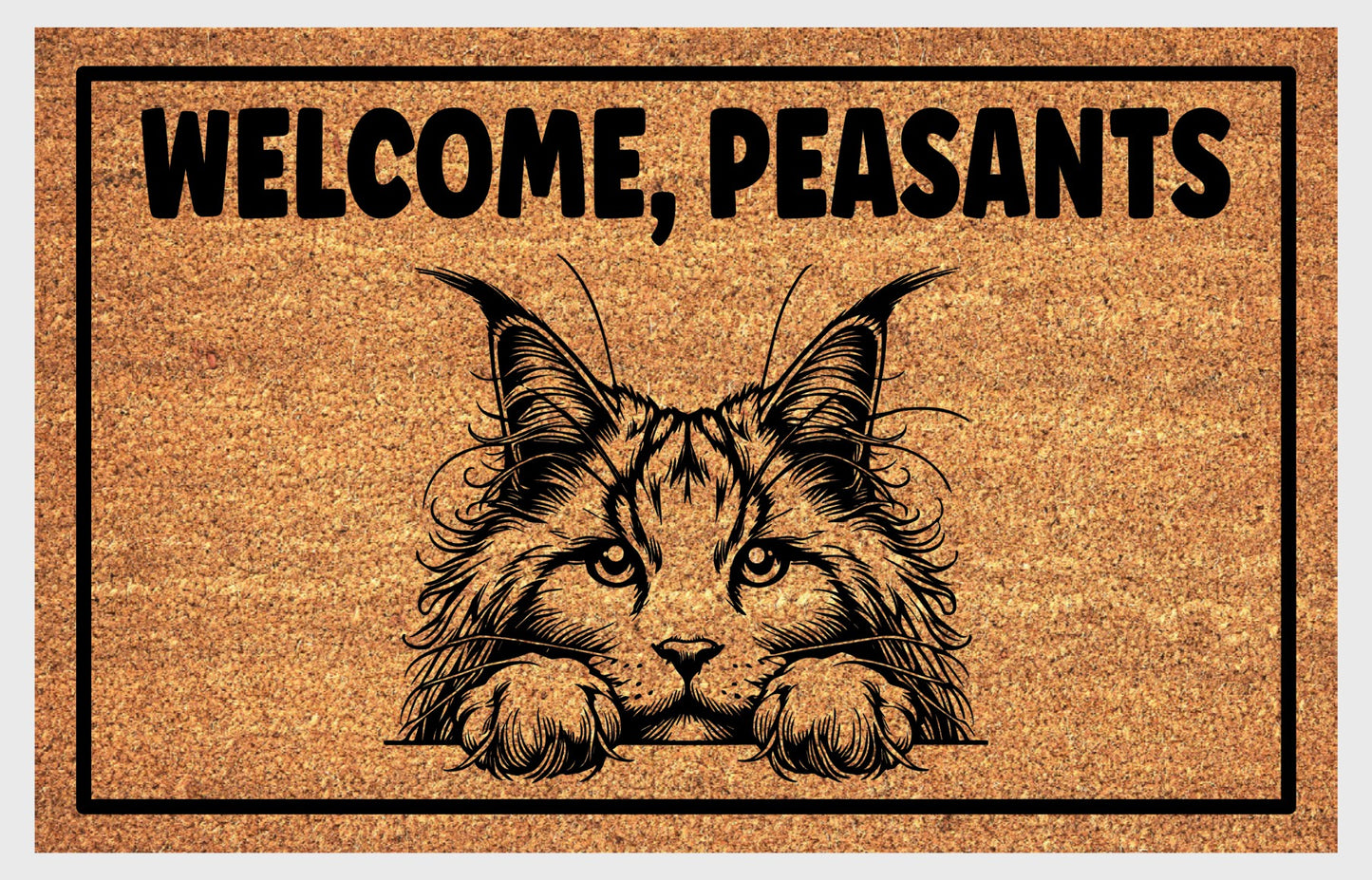 Maine Coon Cat doormat shown at front door entryway