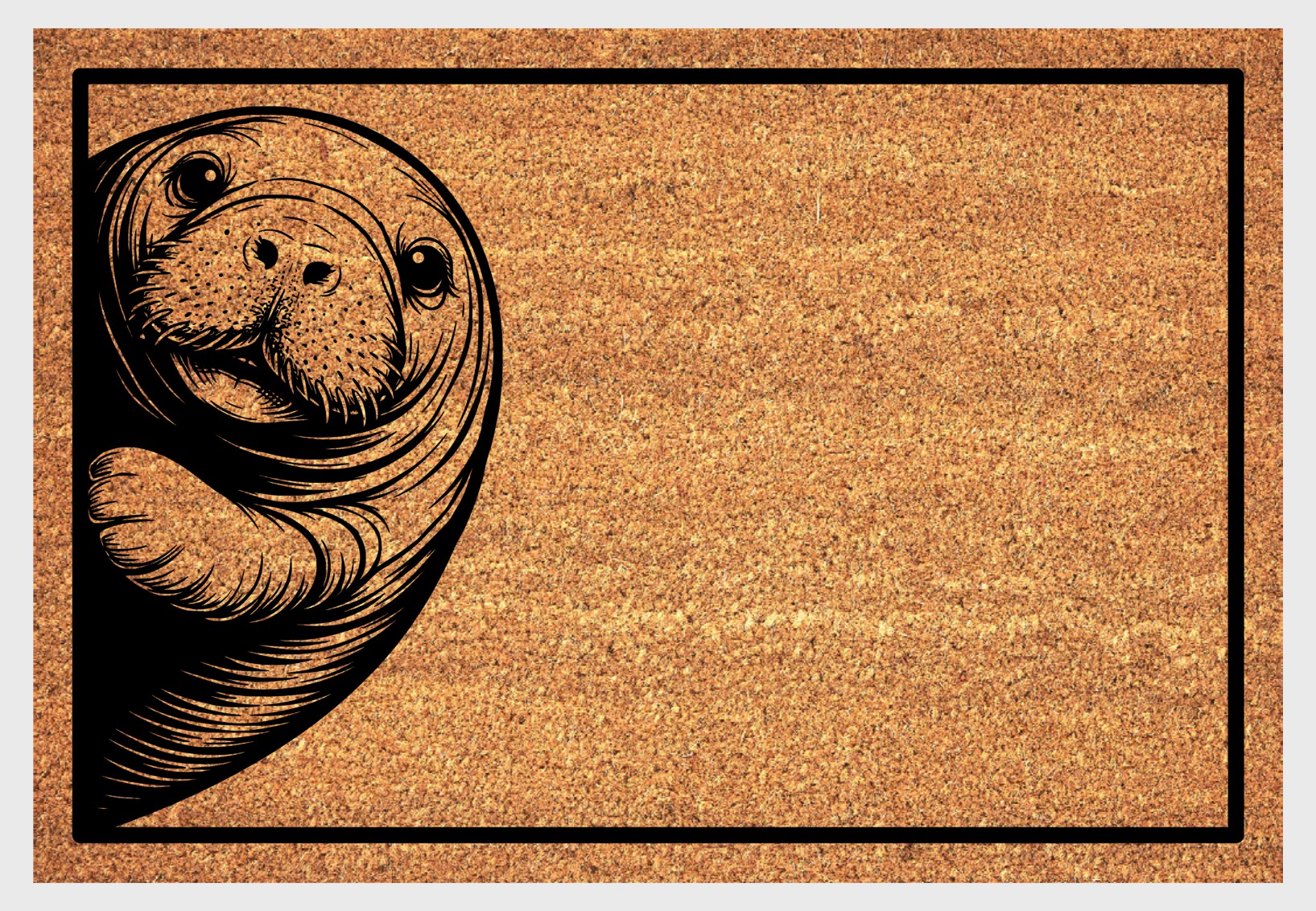 Manatee welcome mat at front door - durable outdoor coir mat for marine life lovers