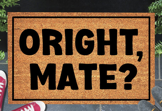 Oright Mate British greeting doormat in entryway – natural coir welcome mat