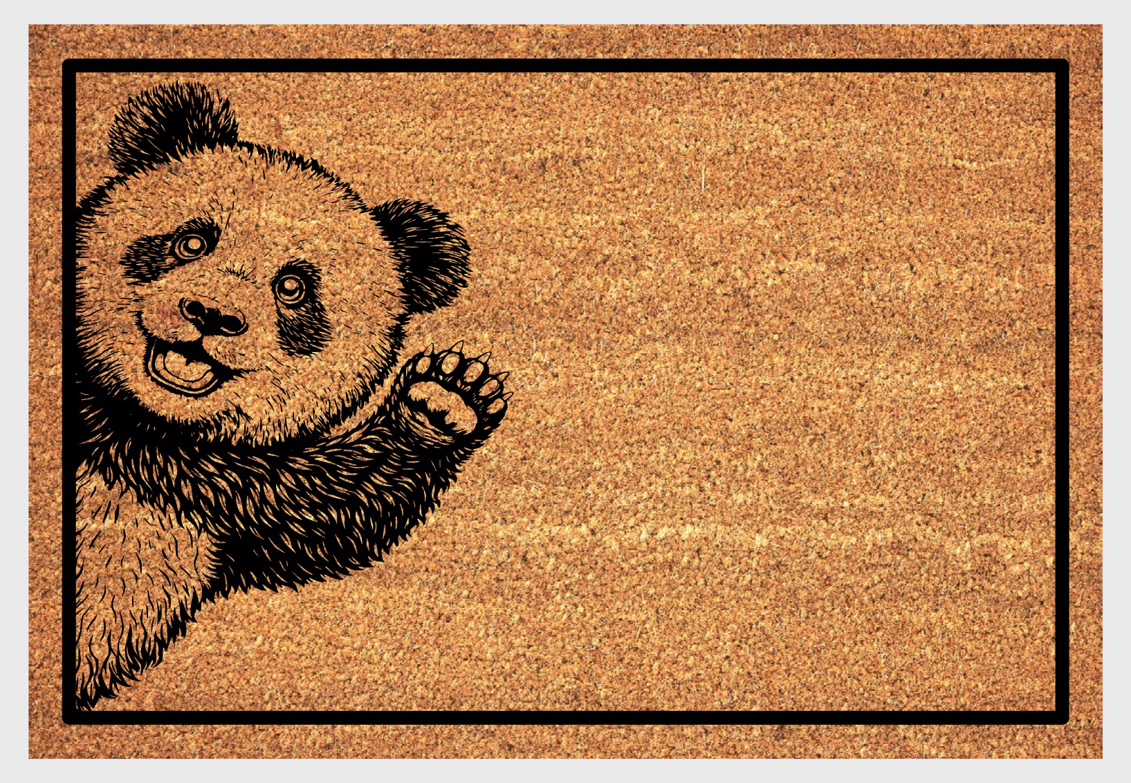 Panda bear welcome mat at front door - durable outdoor coir mat for wildlife lovers