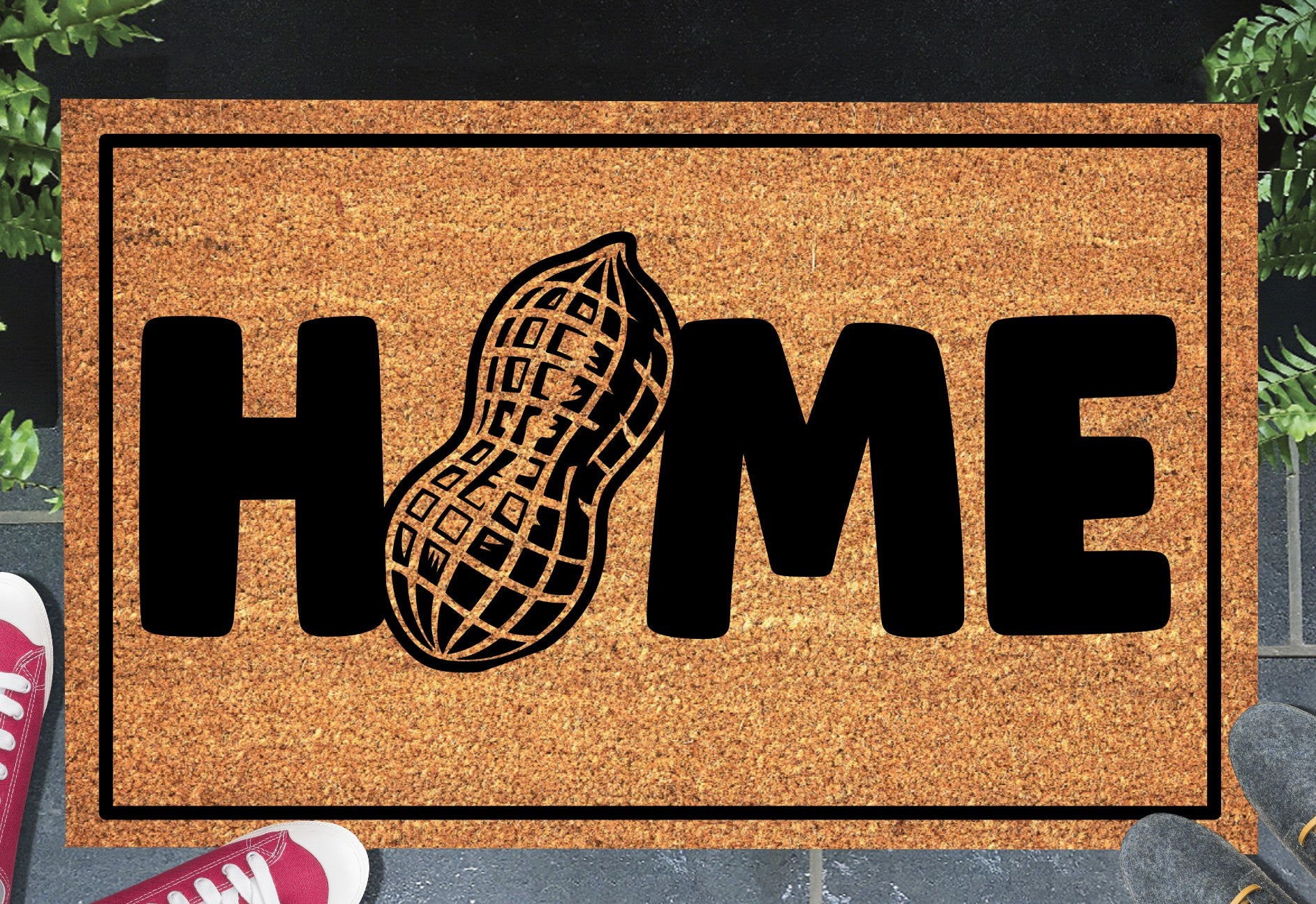 Peanut doormat, natural fiber with non-slip backing