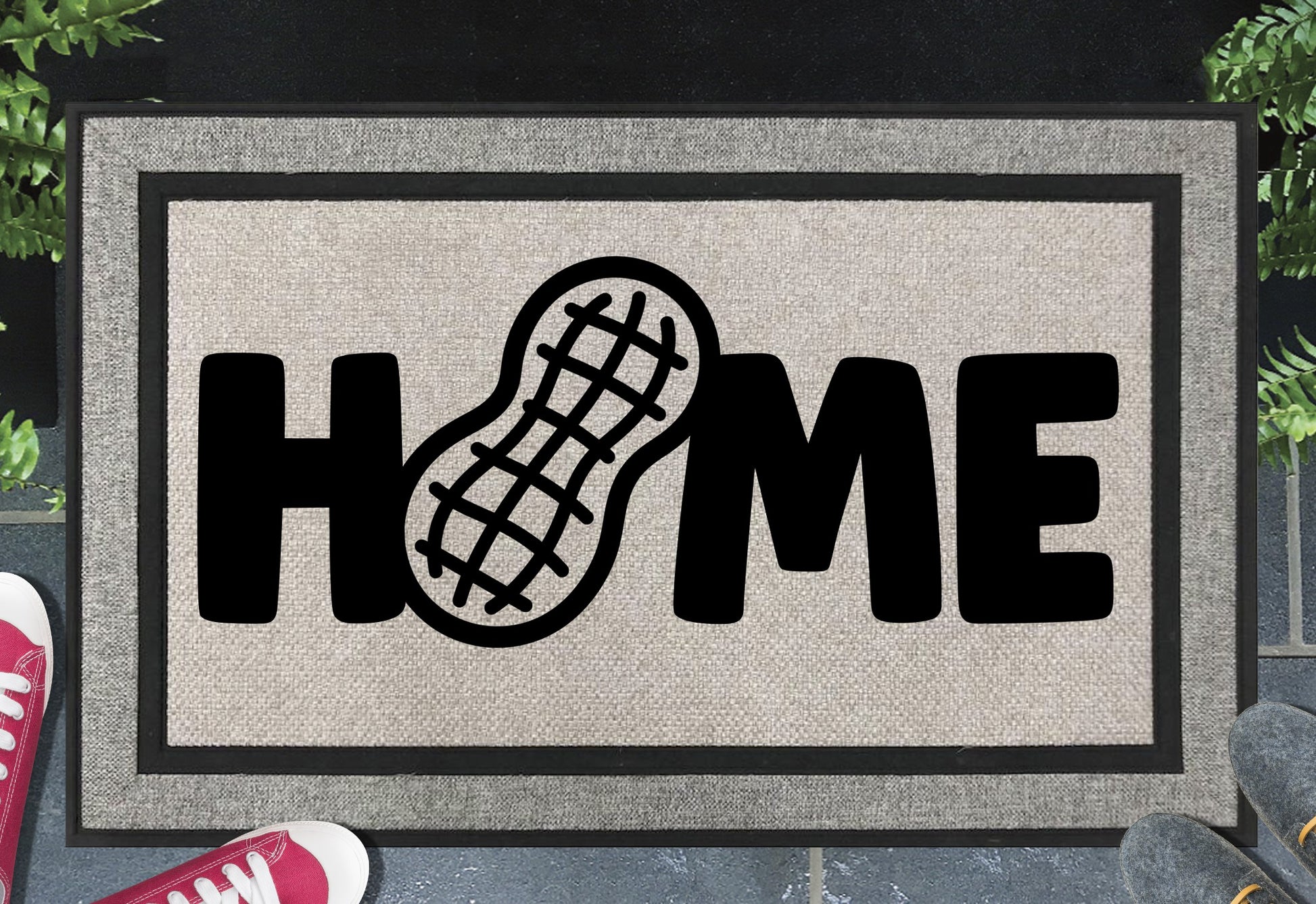 Peanut doormat, woven polyester with non-slip backing