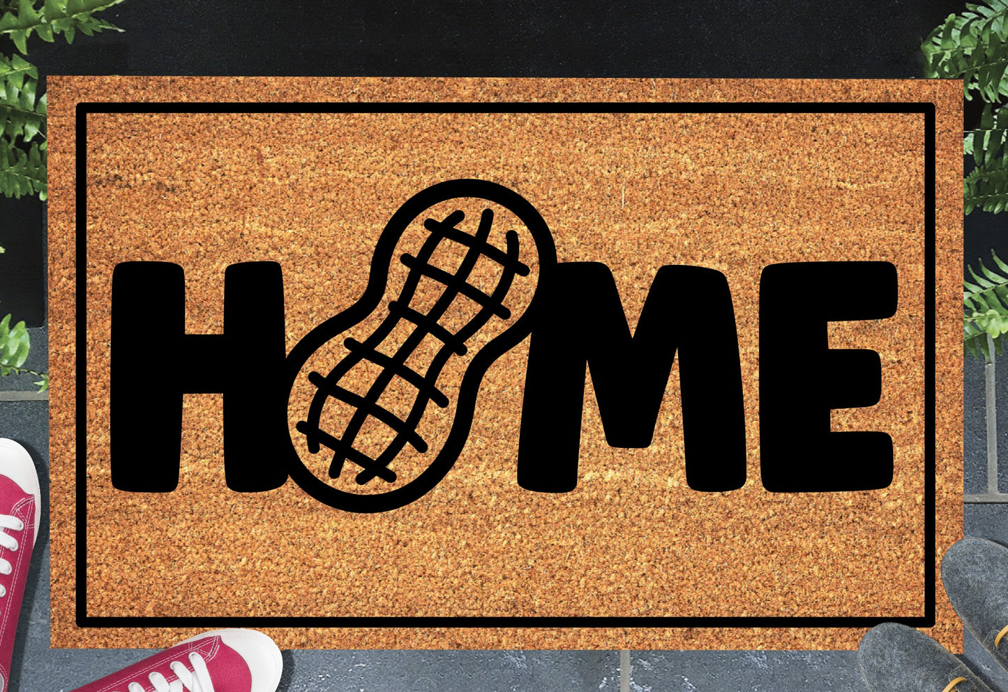 Peanut doormat, natural fiber with non-slip backing