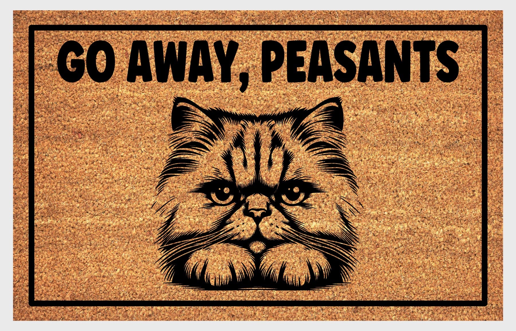 Go Away Peasants Persian cat welcome mat
