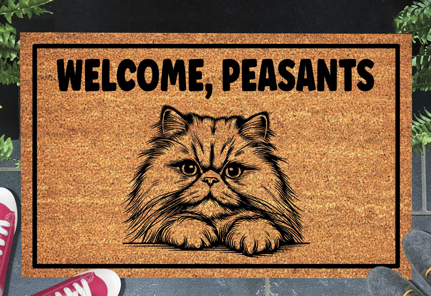 Persian Cat Doormat #4 | Welcome, Peasants | Entryway Welcome Mat