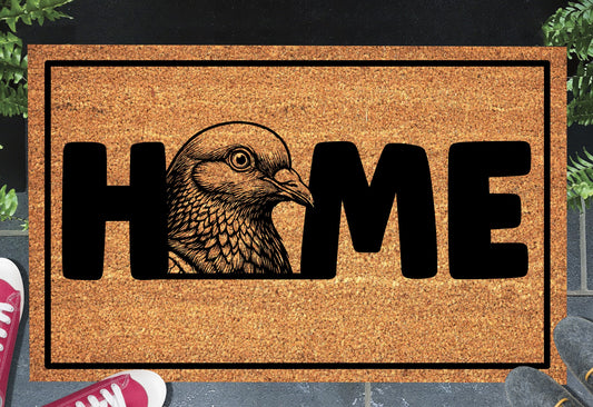 Pigeon feral rock dove HOME doormat in entryway – natural coir welcome mat
