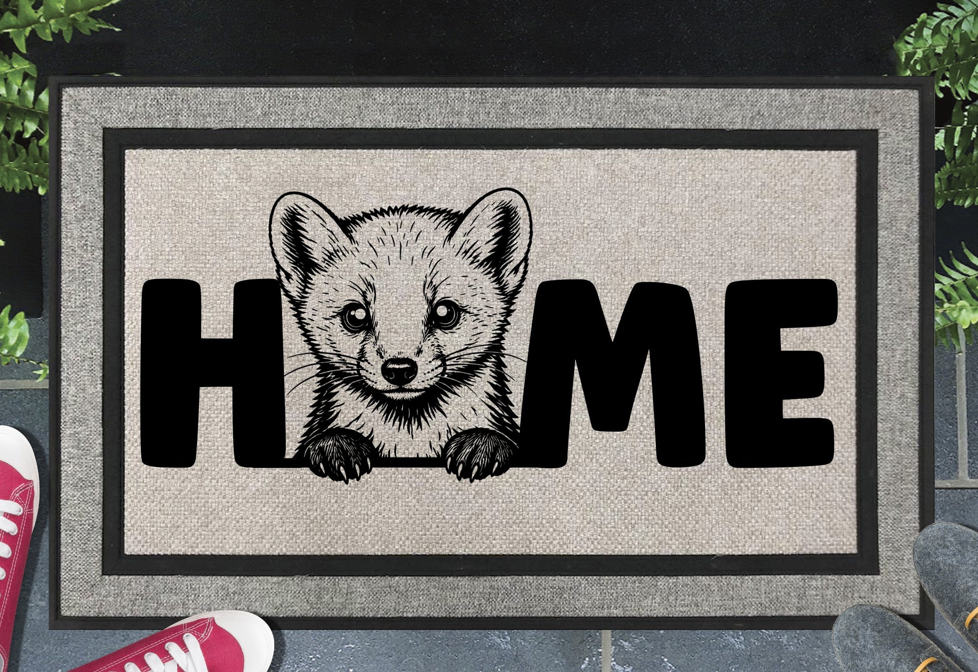 Pine Marten doormat – heavy-duty woven polyester with UV-resistant design