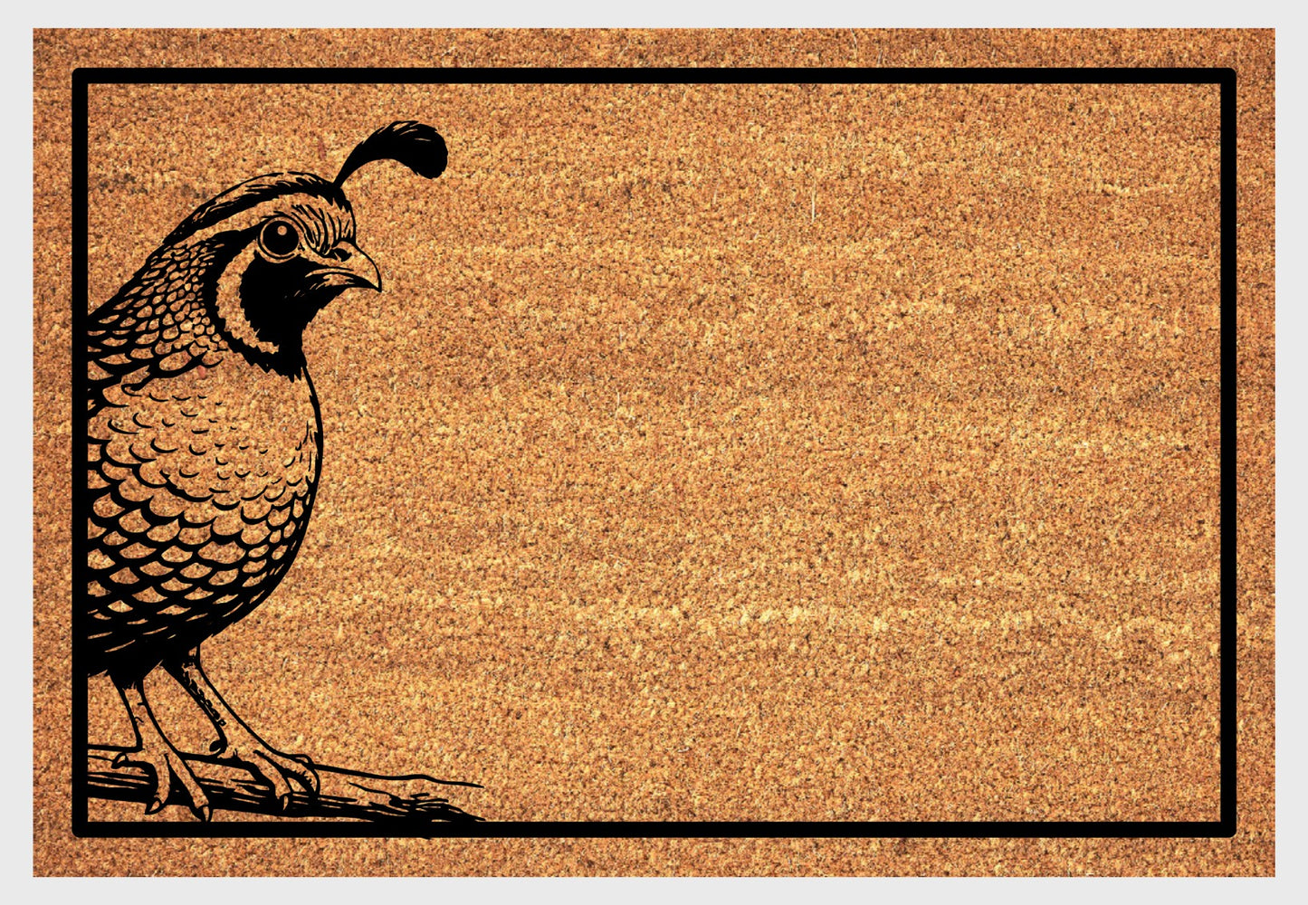 Quail peeking coir doormat with adorable peeping quail design - natural fiber welcome mat for bird lovers