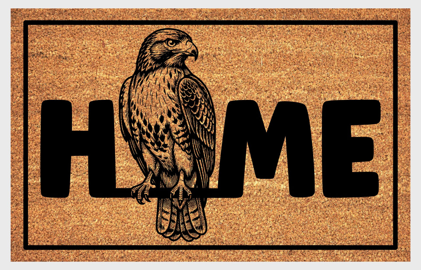 Red-Tailed Hawk welcome mat flat lay – durable coir fiber with non-slip backing