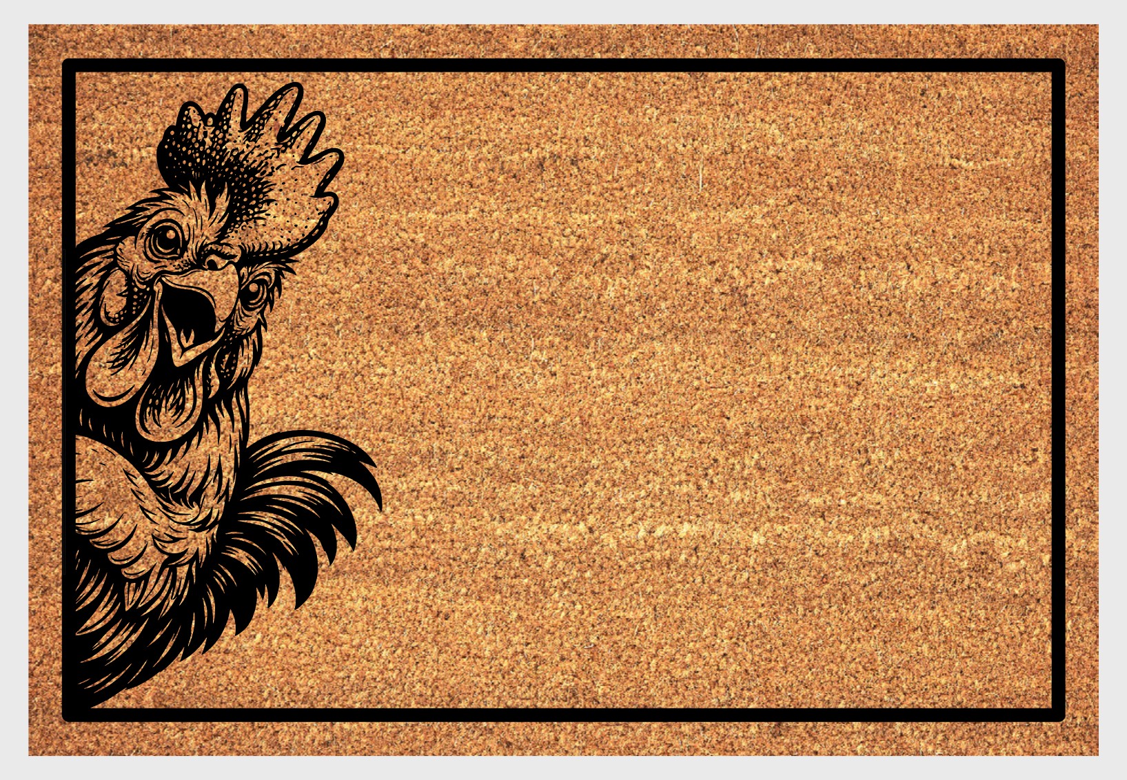 Farmhouse rooster welcome mat at front door - durable outdoor coir mat for farm lovers