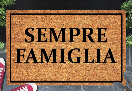 Sempre Famiglia Italian family always doormat in entryway – natural coir welcome mat