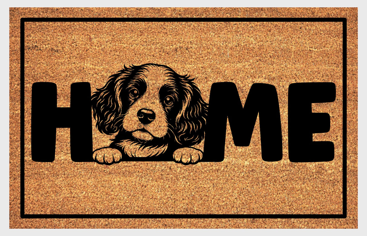 Springer Spaniel coir doormat with non-slip backing — entryway welcome mat