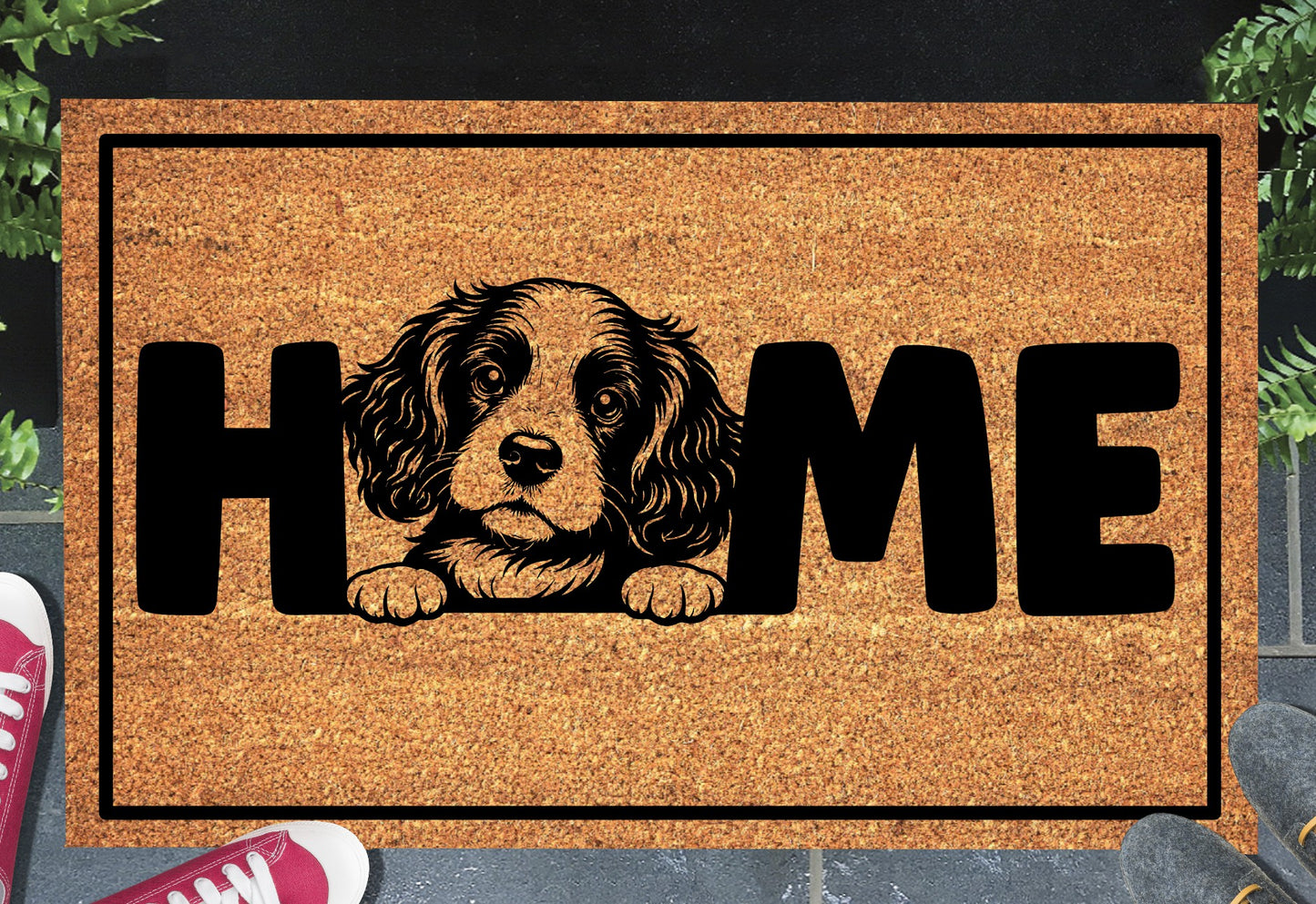 Springer Spaniel Doormat #1 — natural coir welcome mat with Springer Spaniel breed design