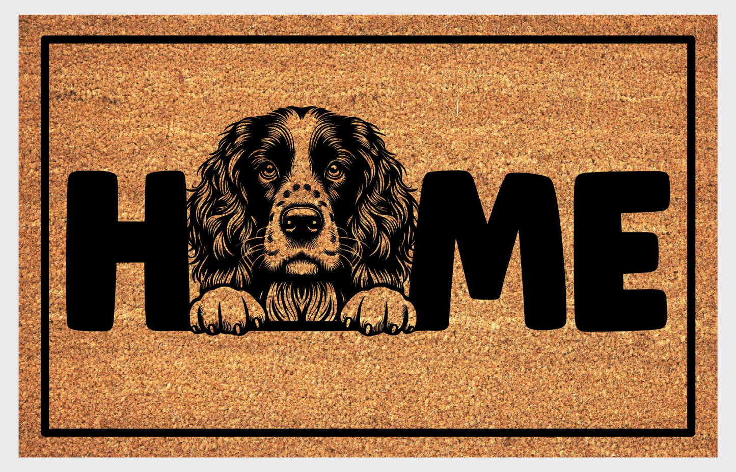 Springer Spaniel coir doormat with non-slip backing — entryway welcome mat