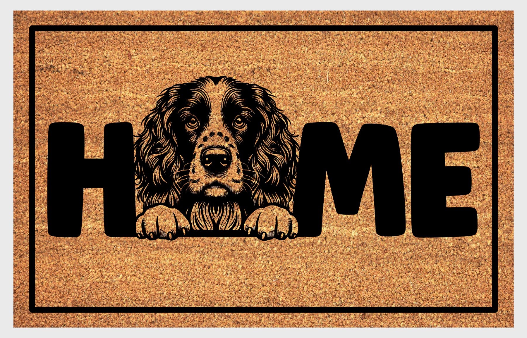 Springer Spaniel coir doormat with non-slip backing — entryway welcome mat