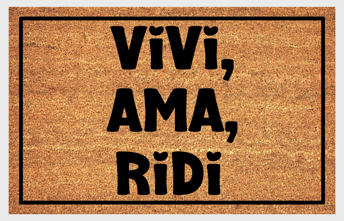 Vivi Ama Ridi Italian welcome mat flat lay – durable coir fiber with non-slip backing