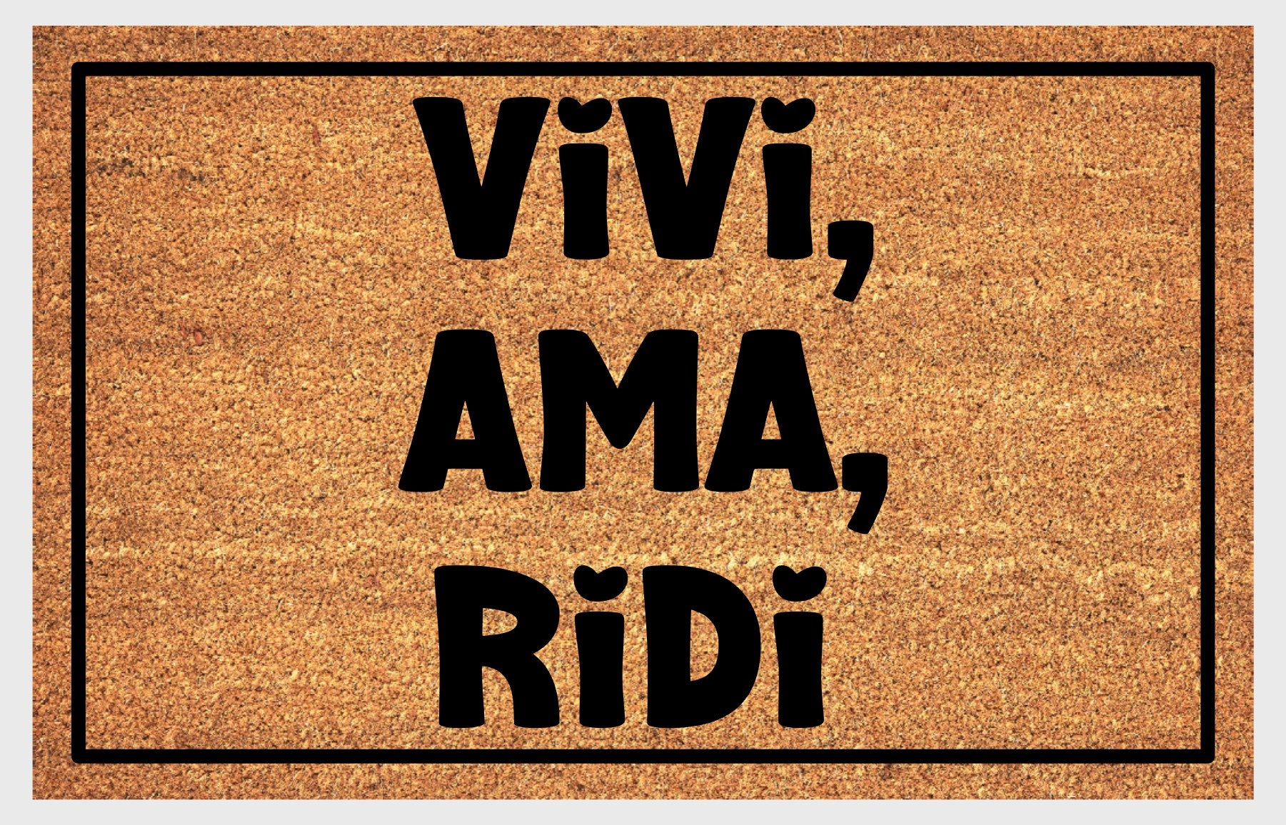 Vivi Ama Ridi Italian welcome mat flat lay – durable coir fiber with non-slip backing