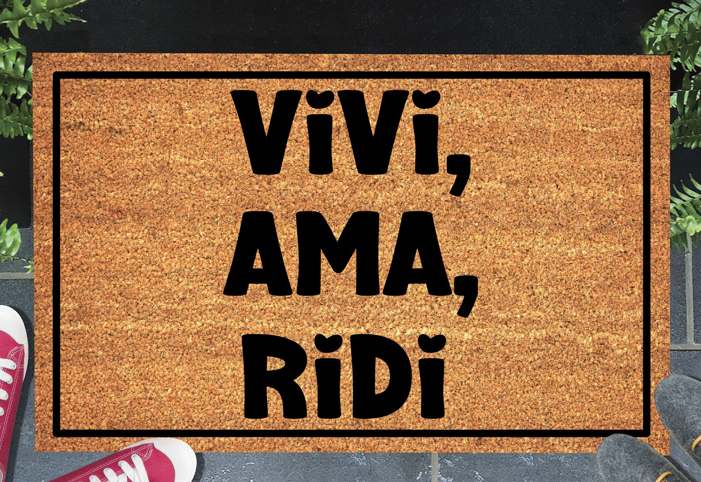 Vivi Ama Ridi live love laugh Italian doormat in entryway – natural coir welcome mat