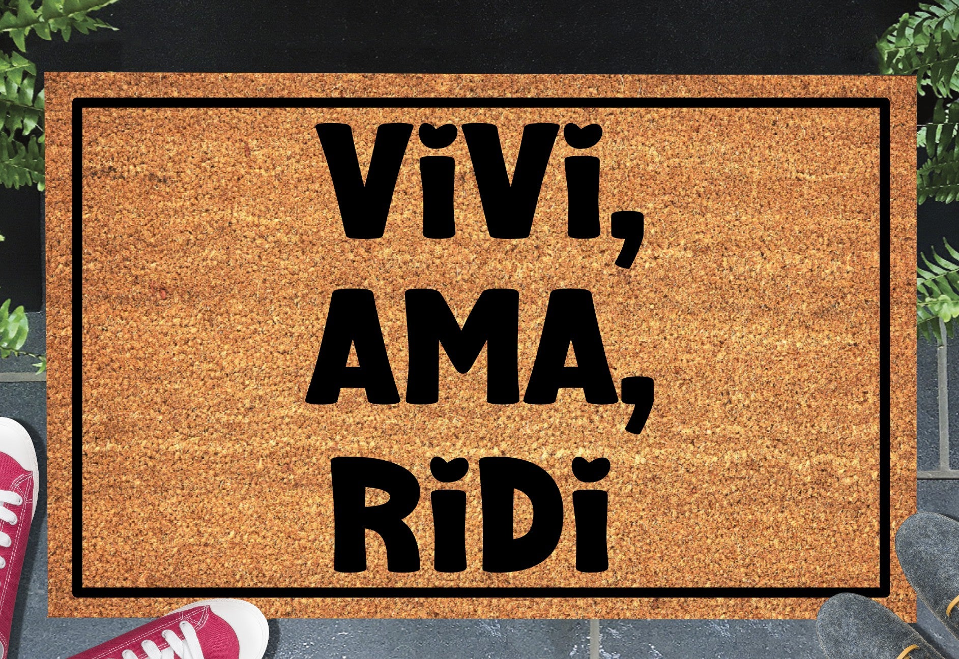 Vivi Ama Ridi live love laugh Italian doormat in entryway – natural coir welcome mat