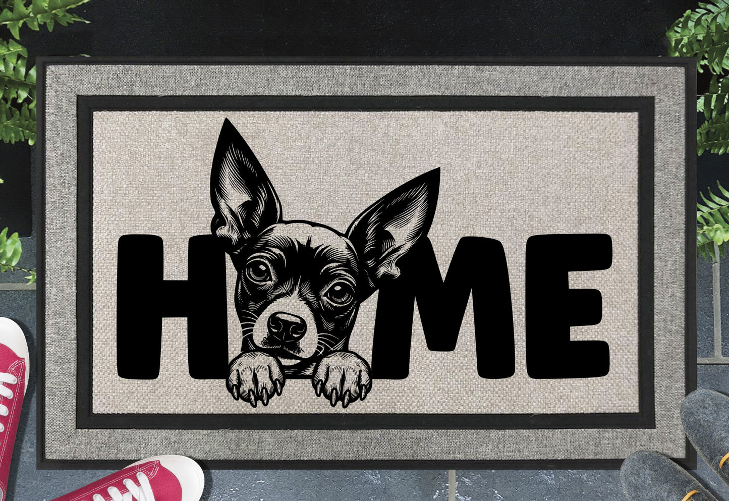 Xoloitzcuintli doormat #2 – all-weather heavy-duty woven polyester with UV-resistant design