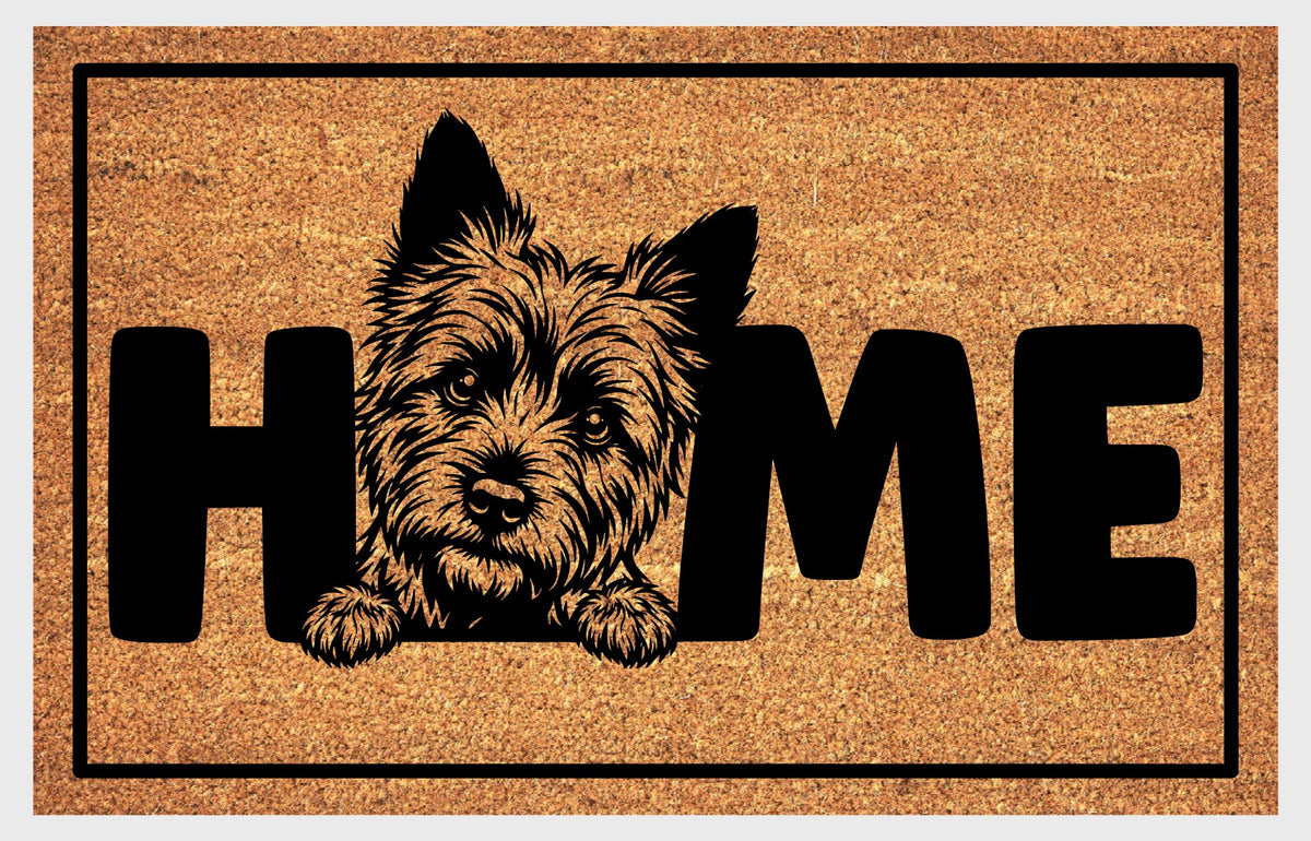 Cairn Terrier Doormat #3 — natural coir doormat with Cairn Terrier illustration, available in three sizes